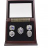 NFL 2001 2003 2004 2014 2016 New England Patriots Super Bowl Championship Replica Fan Rings with Wooden Display Case Set